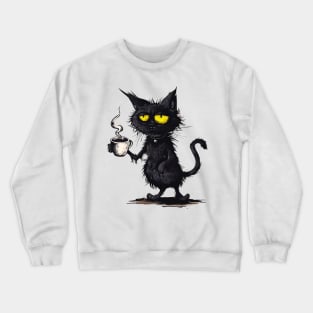 Lazy Cat Drinking Coffee Crewneck Sweatshirt